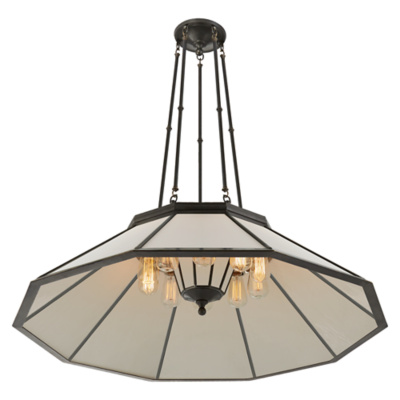 Rivington Large Round Billiard Pendant in Bronze with White Glass